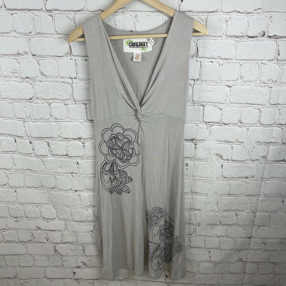 Cariloha Size Large Sleeveless V Neck A Line Genesis Dress Bamboo Viscose XS